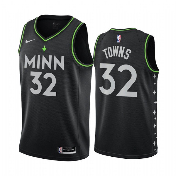 HickVibes Karl-Anthony Towns Minnesota Timberwolves 2020-21 Black City Edition Jersey New Uniform