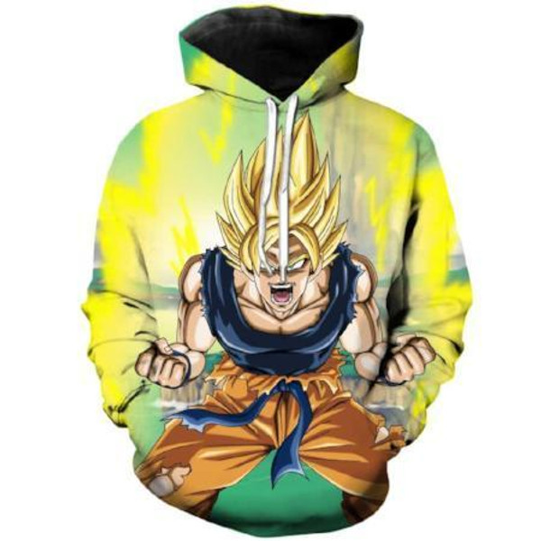 HickVibes Cool Custom Hoodie Dragon Ball Z Hoodie Featuring Powering Up Goku Super Saiyan Art#1967 Hoodies For Men And Women