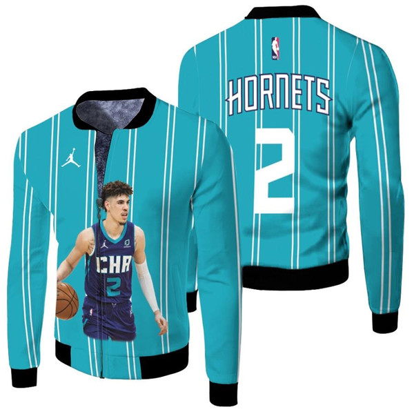 HickVibes Charlotte Hornets LaMelo Ball 2 NBA Great Player Basketball Team Icon 3D Designed Allover Gift For Hornets Fans Fleece Bomber Jacket