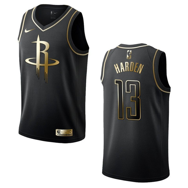HickVibes Houston Rockets 13 James Harden Golden Edition Black 3D Jersey