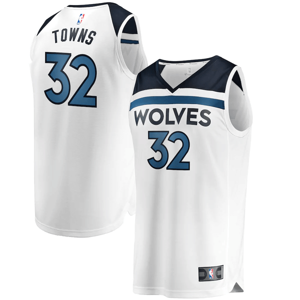 HickVibes Karl Anthony Towns Minnesota Timberwolves Fanatics Branded Fast Break Replica White Association Edition 3D Jersey