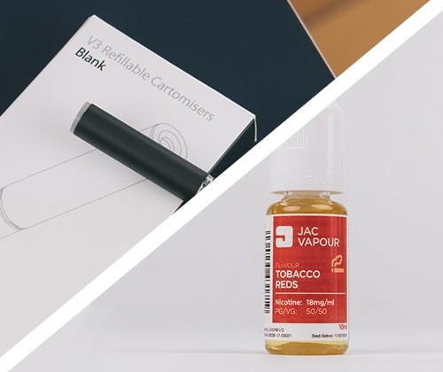 Blank Cartomisers + 10ml Tobacco Reds USA E-liquid