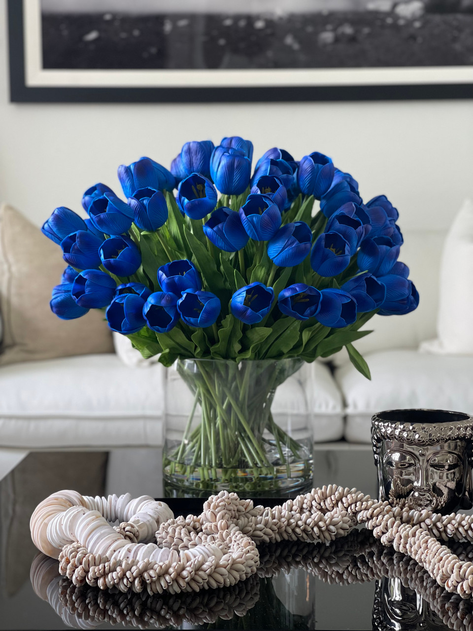 Large Rota Cylinder with Blue Tulips - CFA Design Group