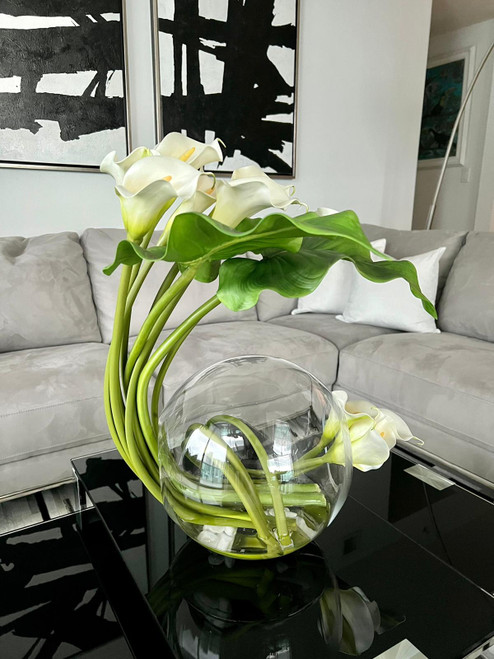 Crosswinds vase with calla lilies