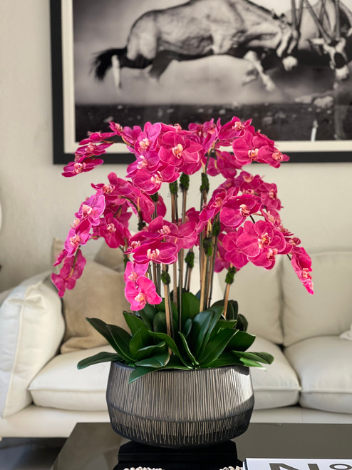 Java Bowl with Pink Phalaenopsis Orchids