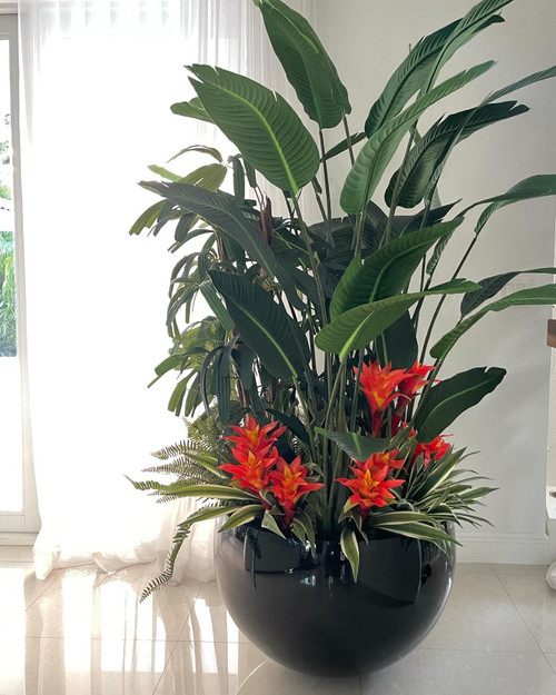 Tropical Mix Plants in Black Terragona Planter