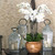 Large teak bowl with white orchids