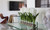 36" Casa Moderna glass plate planter with white hyacinths