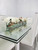  48" Casa Moderna Glass Plate Planter with white Hydrangeas and Driftwood