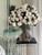 White English Roses in 16" Glass Rota Vase