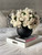 English Roses in Matte Black Fishbowl Vase
