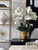 Medium Polished Gold Visage Vase with Orchids