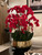 Red Phalaenopsis Orchids Floral Arrangement in Large Gold Planter