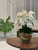 Extra Large Rustic Teak Bowl with Cascading White Orchids