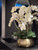 White Phalaenopsis Orchids In Gold Metal Bowie Bowl