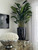 San Jose Fluted Planter in Glossy Black with Birds of Paradise