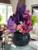 Black Mosaic Vase with Liatris and Orchids 