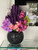 Black Mosaic Vase with Liatris and Orchids 