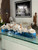 36" Casa Moderna Blue Acrylic Planter with White Orchids and Driftwood