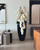 San Jose Planter in Glossy Black  with Cascading White Orchids