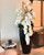 San Jose Planter in Glossy Black  with Cascading White Orchids