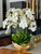 White Phalaenopsis  Orchids in  Gold Open Hands Sculpture Vase