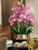 Light Pink Phalaenopsis Orchids Floral Arrangement in Medium Gold Planter