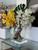  Moon Vase With Yellow Cymbidiums And White Vandas