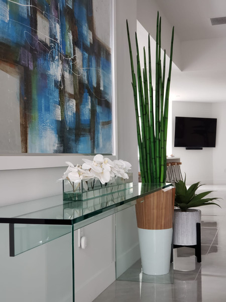 Snake grass (63") with Lux planter in white 