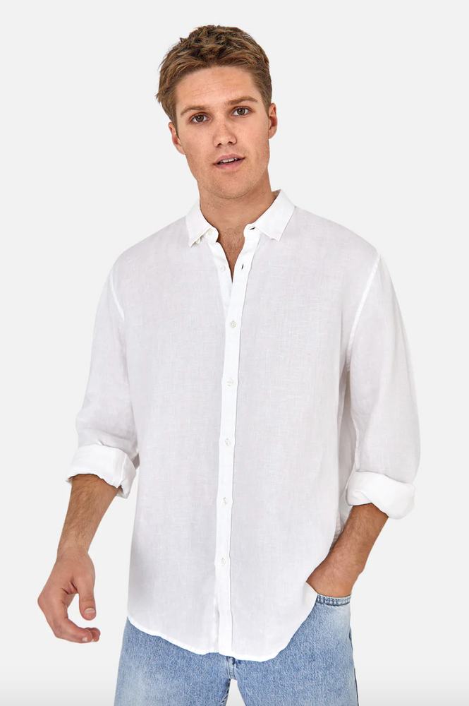 Industrie The Trinidad Linen L/S Shirt - White - Jac n Jean