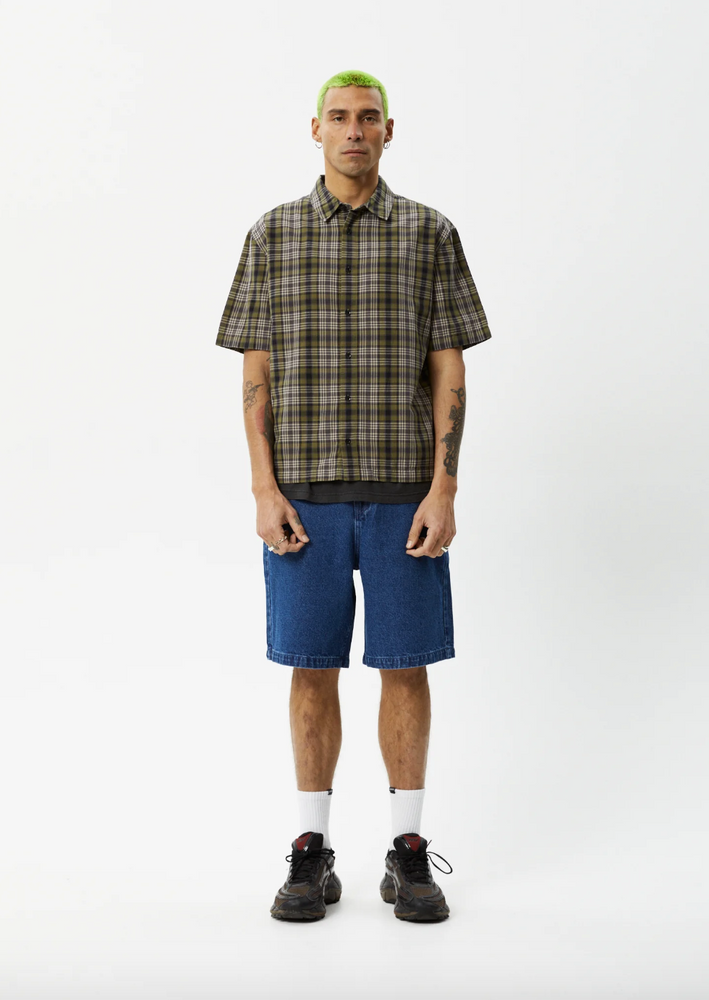 Afends Check It Out Short Sleeve Shirt - Military Check