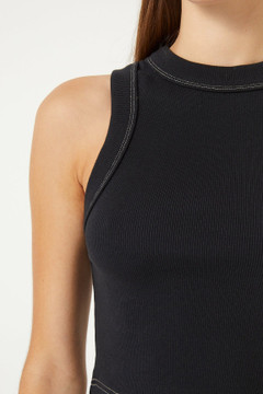 Neuw Jonesy Recut Rib Singlet - Black