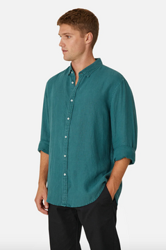 Industrie The Tennyson Linen L/S Shirt - Jasper