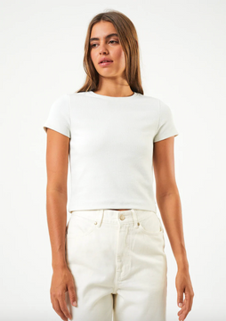 Afends Faith Hemp Ribbed T-Shirt - Off White