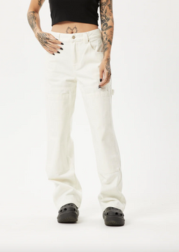 Afends Moss Organic Denim Carpenter Jeans - Off White