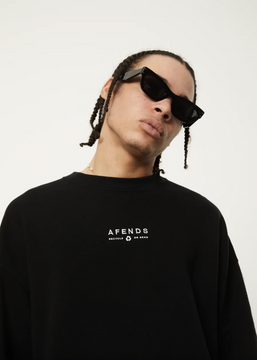 Afends Calico Recycled Crew Neck Jumper - Black