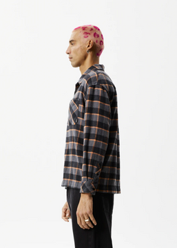 Afends Flowerbed Recycled Check Flannel Shirt - Black