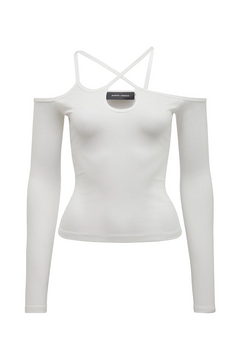 Misha Urban Emmett Ribbed Jersey Top - White