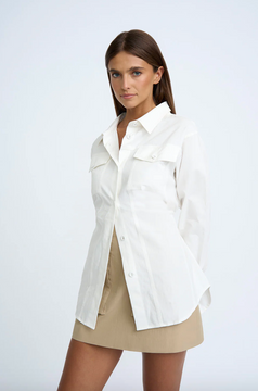 By Johnny Liona Lace Up Shirt - Ivory