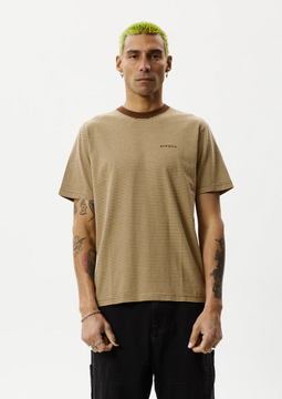 Afends Invisible Recycled Retro Fit Tee - Toffee Stripe