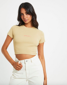 Afends Dillon Abbie Rib Cropped Tee - Camel