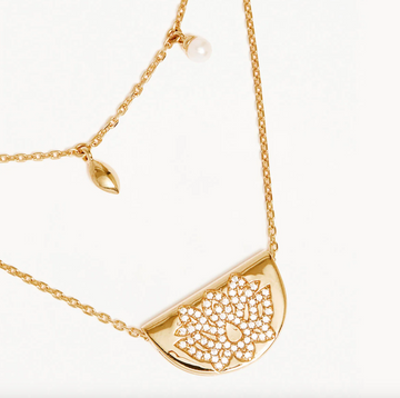 By Charlotte Live In Peace Lotus Necklace - Gold Vermil
