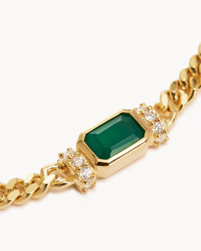 By Charlotte Strength Within Green Onyx Curb Choker - Gold Vermeil