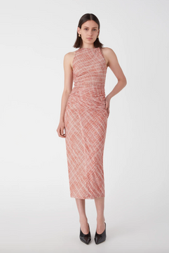 Misha Rayne Mesh Midi Dress - Shibori Orange Wave Print