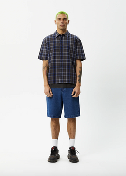 Afends Check Out Short Sleeve Shirt - Navy Check