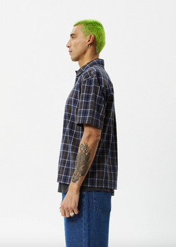 Afends Check Out Short Sleeve Shirt - Navy Check