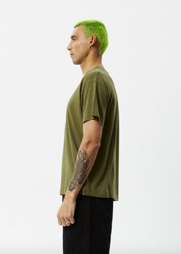 Afends Staple Hemp Boxy Fit Tee - Military