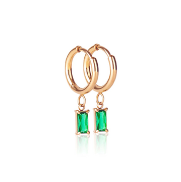 Ever Luxe Drop Huggie Earrings - Emerald