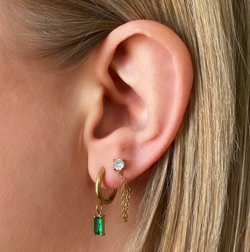 Ever Luxe Drop Huggie Earrings - Emerald