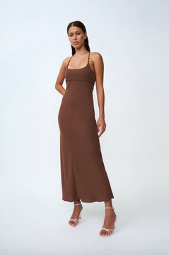 By Johnny Hana Bias Brad Midi Dress - Chocolate